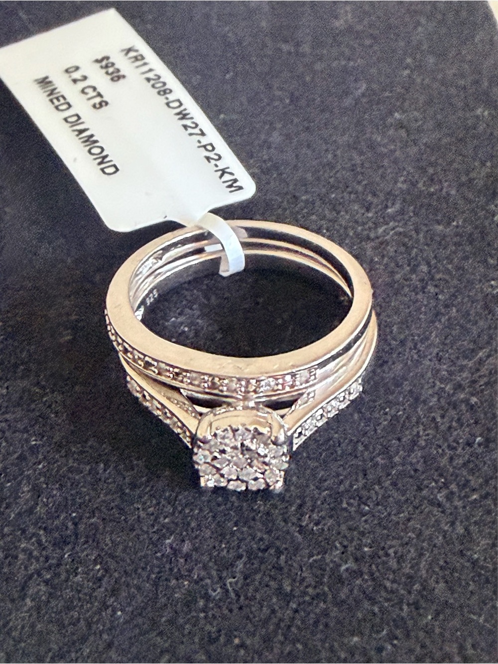 Natural Diamond Bridal Wedding Ring Set Multi-stone Cluster Engagement Chanel-se